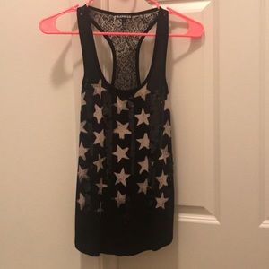 Express Black Sequined Star Tank Top